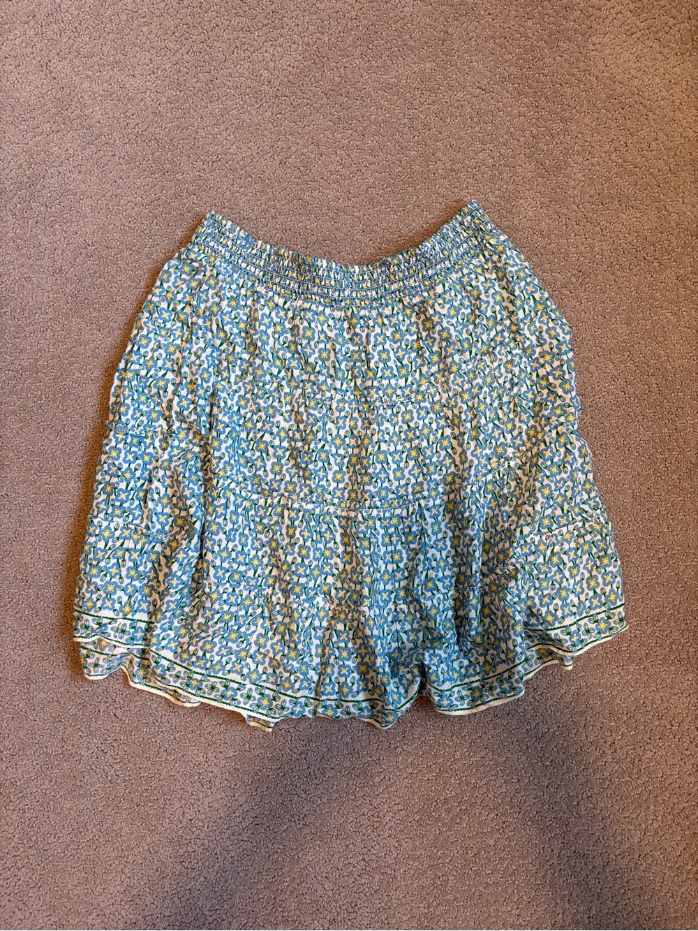 Max Studio Blue Floral Tiered Skort